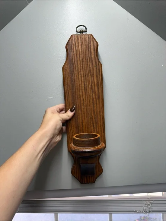 Vintage Wooden Wall Sconce Candle Holder