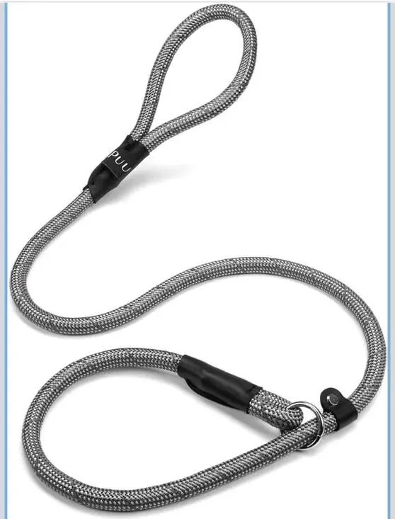 PUUFUU Reflective Slip Lead Dog Leash 6FT x 1/2” Gray Heavy Duty Large Dogs