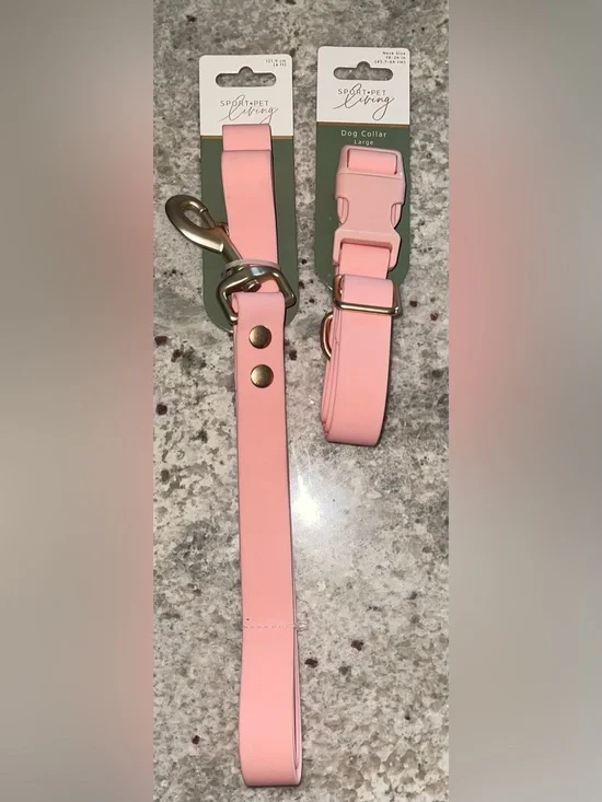 Pink Dog Collar and Leash Set - Large