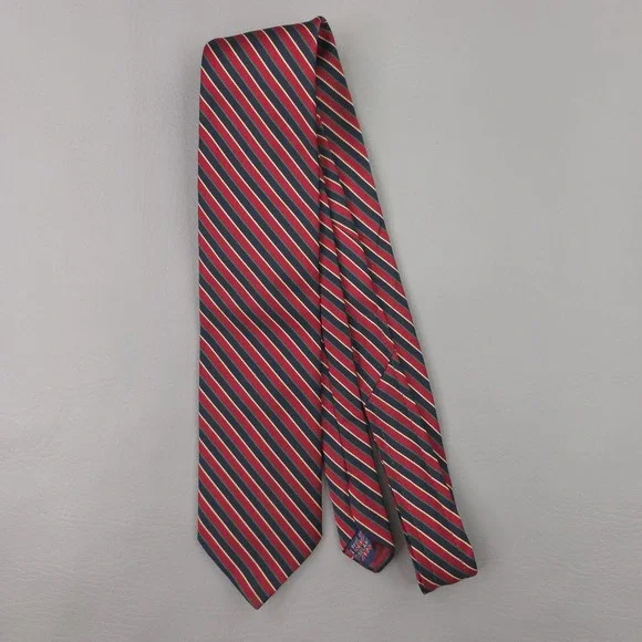 Vintage Pride Of England Tie Mens One Size Red Polyester Repp Striped Short