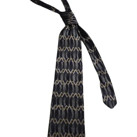 Oleg Cassini Men's 100% Silk Tie Geometric‎ Art Deco Classic vintage Careercore