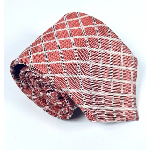 Brooks Brothers Makers Tie‎ Red White Blue Windowpane Silk USA Woven Classic