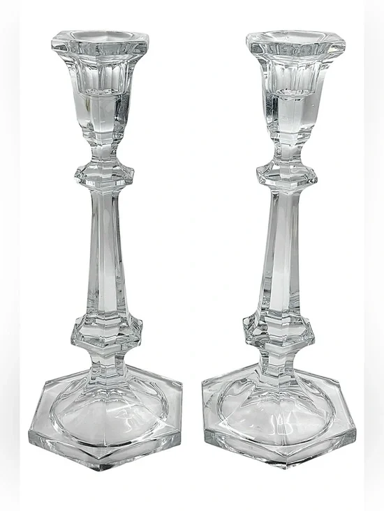 Baccarat France Pair of Harcourt Versailles Crystal Candlestick Holders