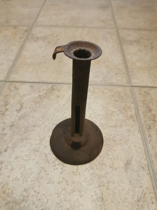 Antique Primitive Hog Sctaper Style Push-Up Candlestick Holder 7
