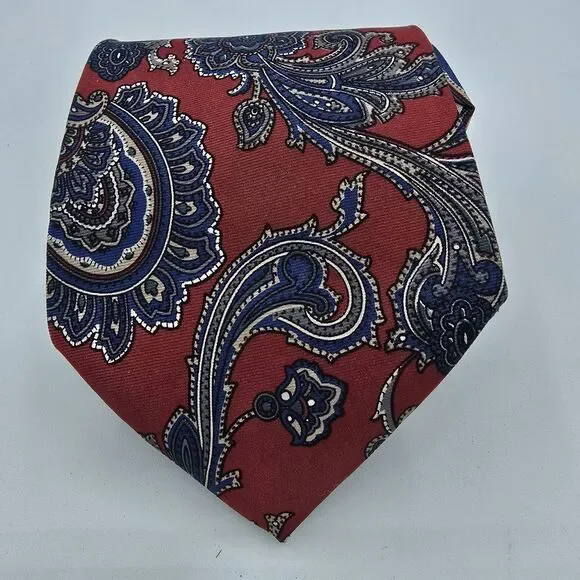 Vintage 1990s Christian Dior Red And Blue Menswear Necktie 55 X 3 Inches Silk