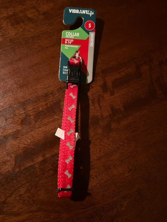 Red Reflective  Dog Collar with Bone Pattern