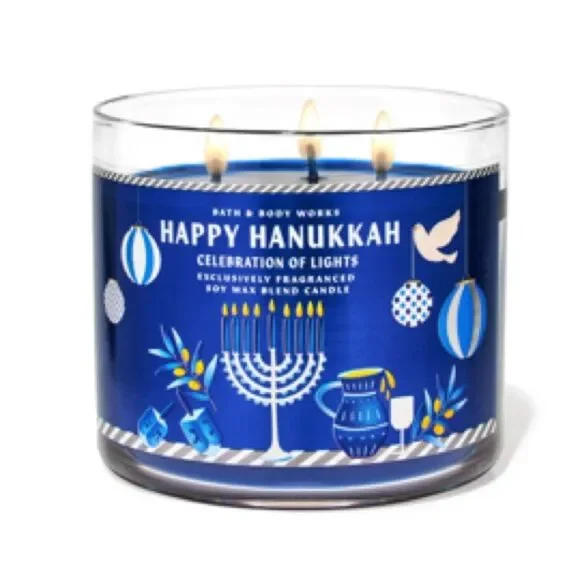 NWT Bath & Body Works Happy Hanukah Celebration of Lights Three Wick Candle 14.5