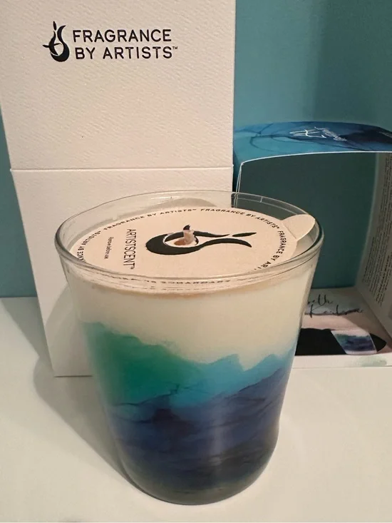 BNIB Bespoke Artistscent Luxury Art Soy Candle Polynesian Waves Reusable Glass