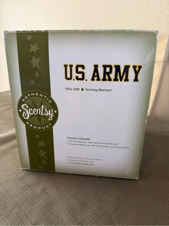 US Army Scentsy Full-Size Warmer Box with Olive Green and White Graphics