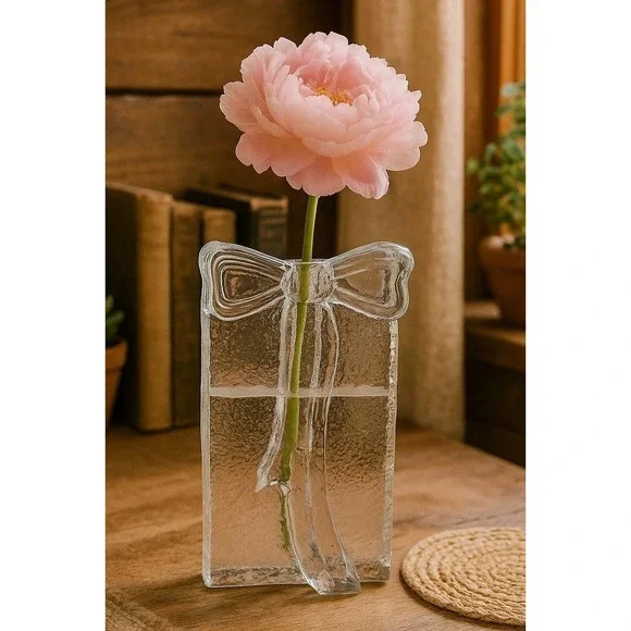 Two's Company Handblown Glass Block Christmas‎ Holiday Bud Vase Candle Holder