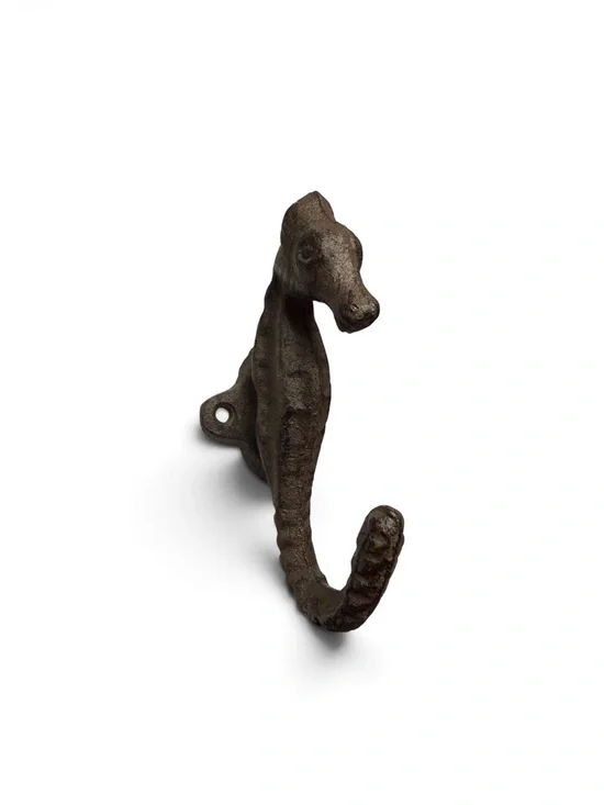 4 Seahorse Wall Hook - Brown Cast Iron Decorative Hook. nwt.