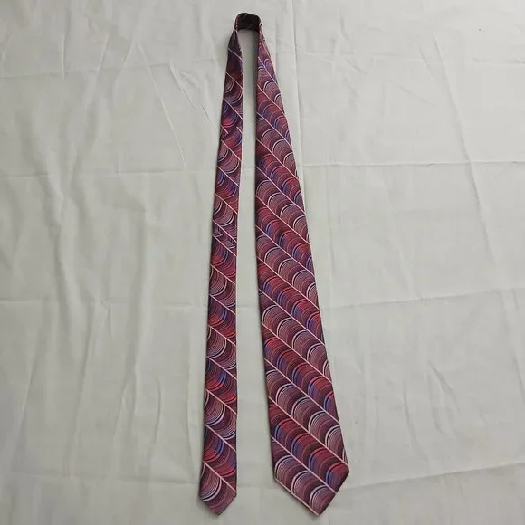Vintage Christian‎ Dior Signature Necktie Blue Pink and Purple 100% Silk
