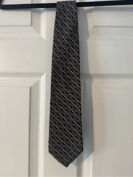 Brooks Brothers BFS (Vintage 90s) Black Geometric Silk Tie