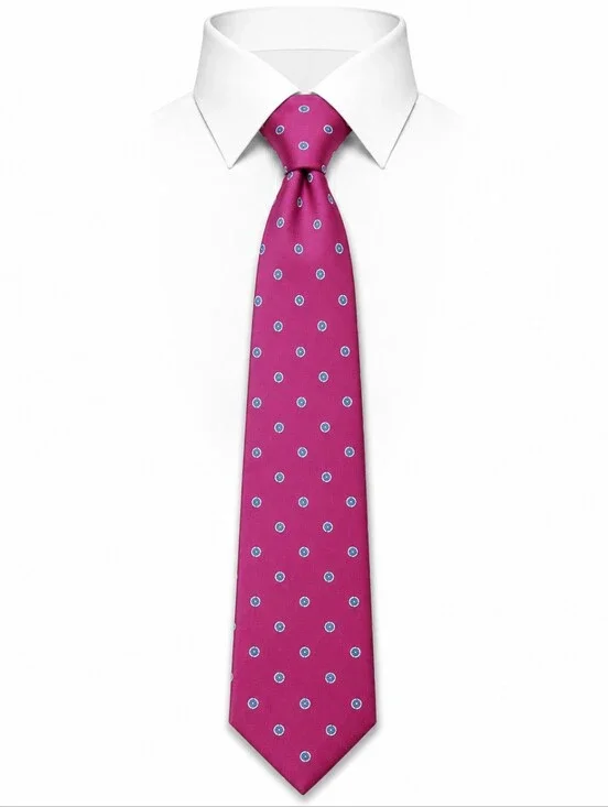 CHRISTIAN DIOR | Pink Blue‎ Polka Dot Italian Silk Necktie Made USA Designer Tie