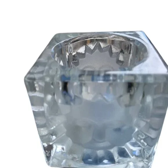 Vintage 3D Effect Recycled Glass Square Candle Holder with SUN Engraving 3