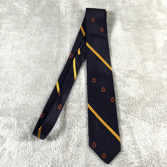 Vintage John Bull Tie Mens Blue Red Striped Crest Silk 70s Preppy Old Money
