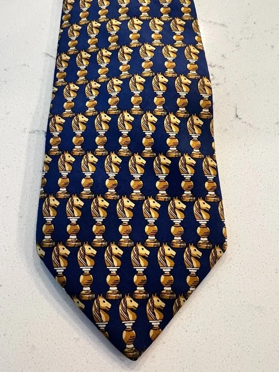 Jos A. Bank Executive Collection Blue Silk Knight Chess Piece Tie