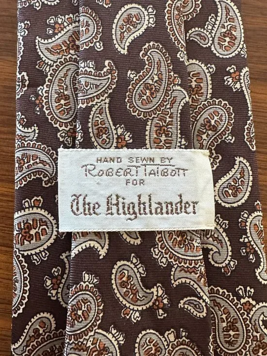 The Hub Limited Brown Gray Paisley Tie