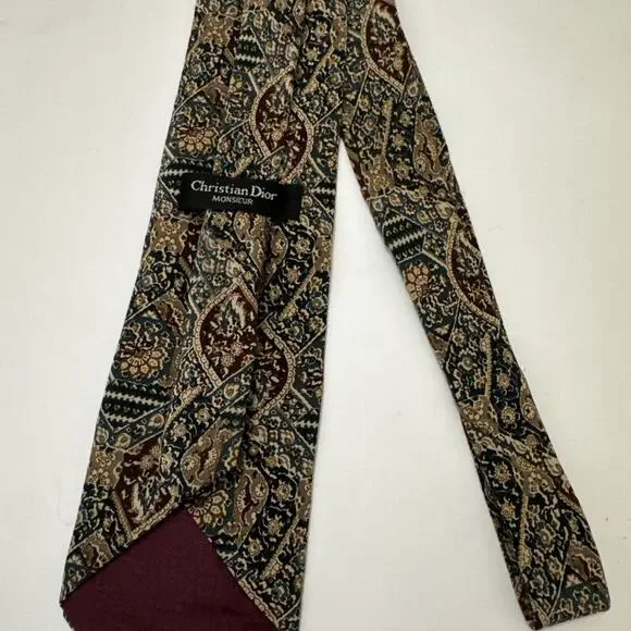 Christian Dior Monsieur Men’s Silk Tie Paisley Made In USA WPL 125 “Read”