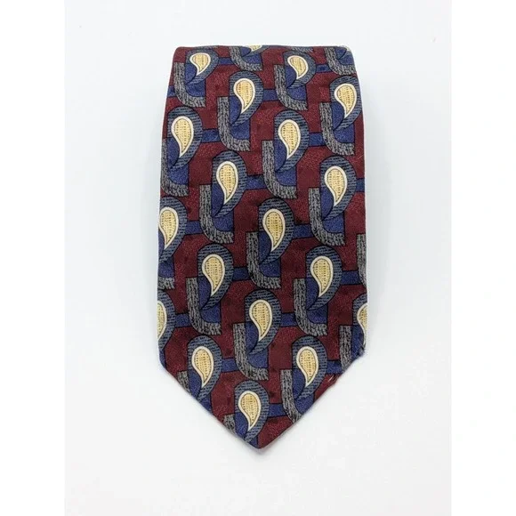 Vtg Robert Talbott Reichardt's Tie Red Blue Abstract Necktie Silk‎ USA Made 57