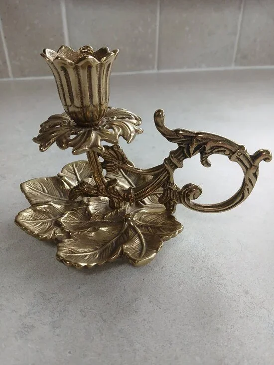 Stunning Vintage Virginia Metalcrafters 16-25 Brass Grape Cluster Candleholder