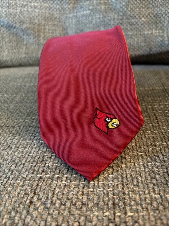 Men's Dark Red Silk Cardinal Logo Tie - Classic Solid Neckwear