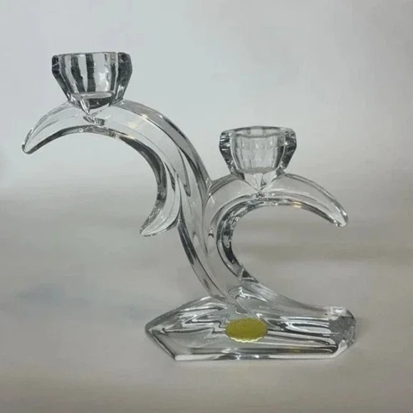 Vintage HandCut Lead Crystal Double Arm Candle Holder 7