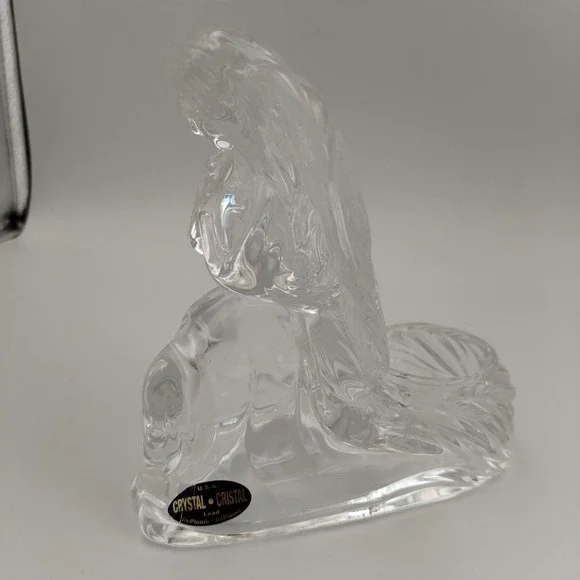 Vintage DePlomb Lead Crystal Kneeling Praying Angel Votive Candle Holder USA 6