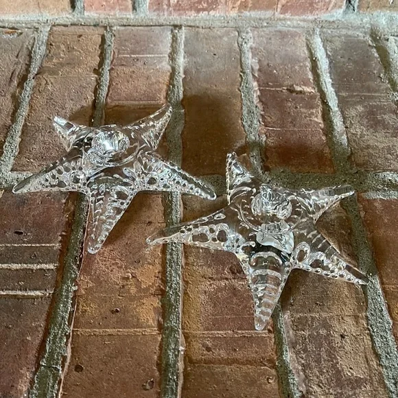 Cristal d' Arques France Genuine Lead Crystal Starfish Taper Candle Holders