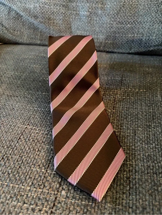 KissTies Striped Plum and Pink Men's Silk Tie