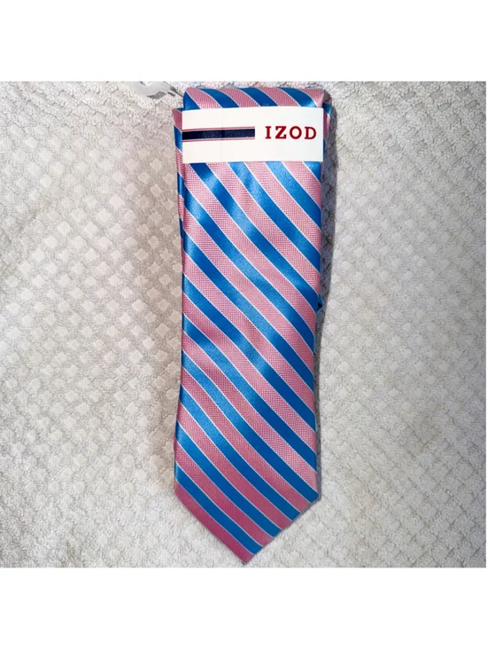 NWT IZOD Pink/Blue Striped 100% Polyester Neck Tie