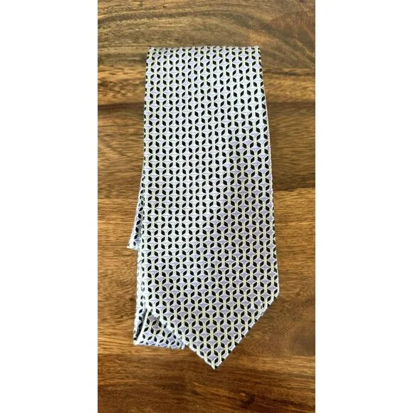 Jones New York Men's Purple Silver Black Geometric Silk Woven Neck Tie
