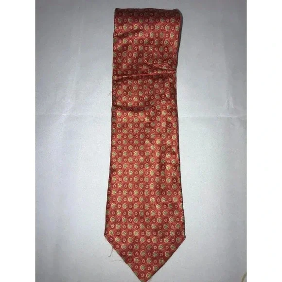 Ermenegildo Zegna Red Floral Polka Dot Geometric 100% Silk Classic Neck Tie