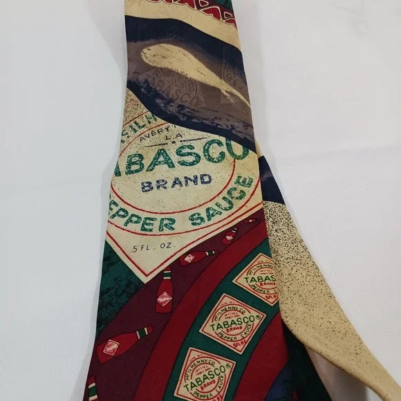Tabasco Necktie Mens OS Multicolor Excellent Silk Blend Novelty Pepper Sauce Tie