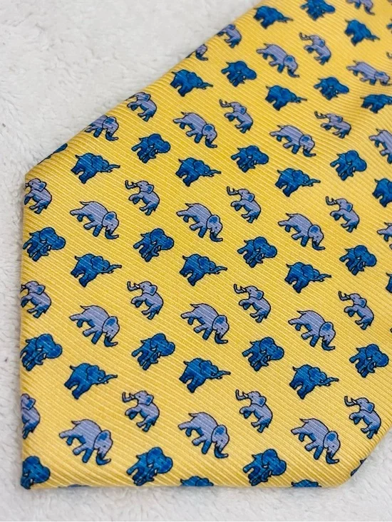 Brand New Happy Elephants Tie By Firenze - 3 3/4 Inches Wide