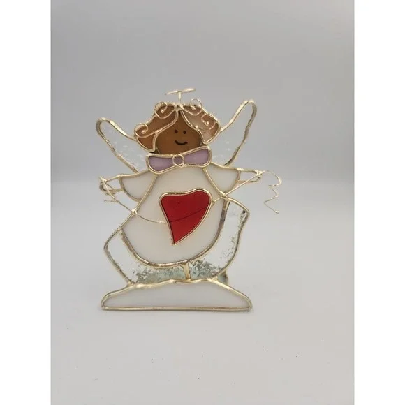 Christmas Stained‎ Glass Angel Luminary Tea Light Holder