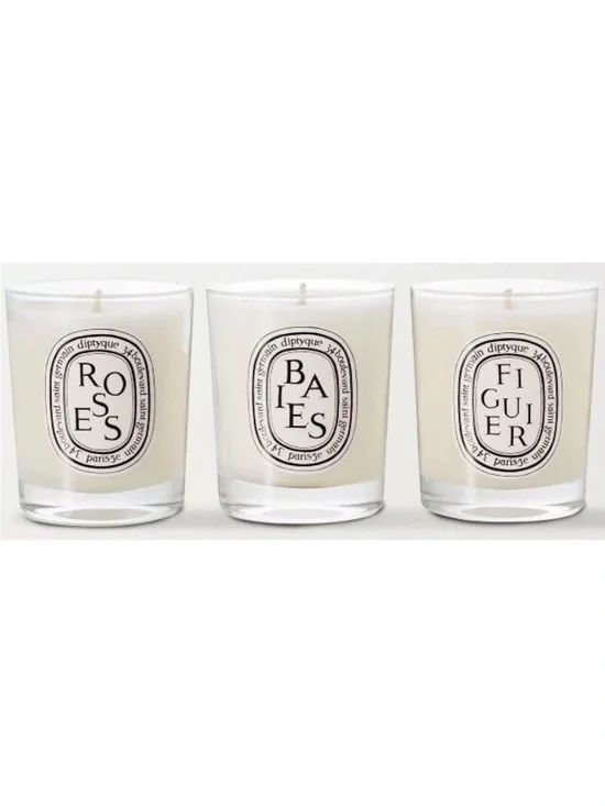 DIPTYQUE Baies Roses & Figuier Scented Candle 3 Piece Set 70 Gram each