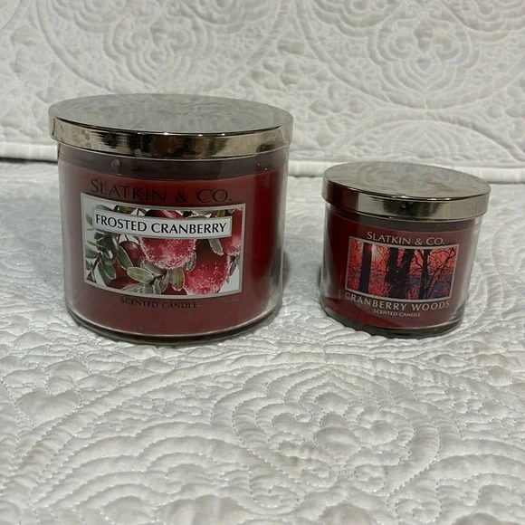 BB&W frosted cranberry theee wick and‎ cranberry woods single wick candles, new