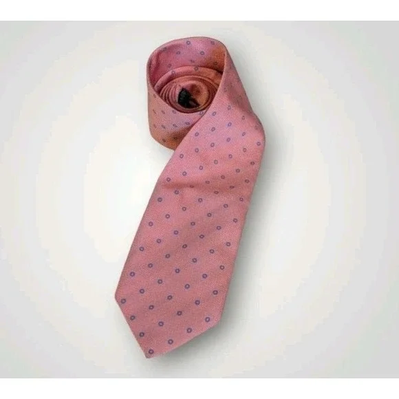 Thomas Pink Tie Silk Neck Polka Dots Blue Circles Textured Mens Necktie Morocco
