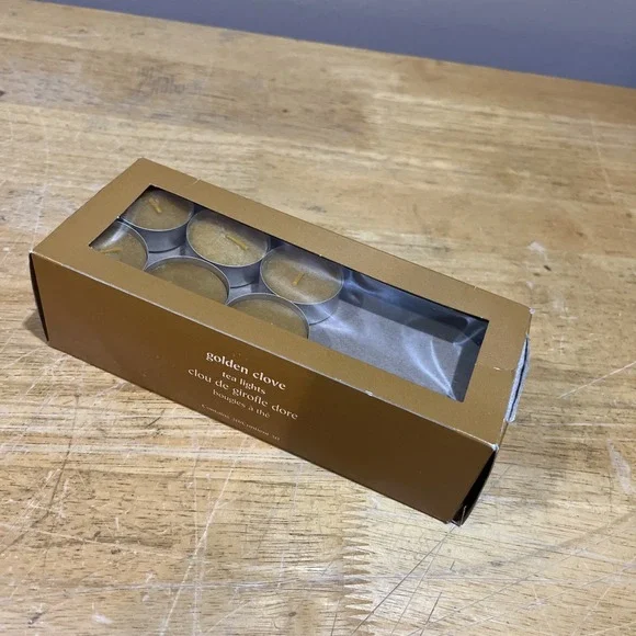 Pier 1 Golden Clove Tea Lights Candles‎ Box Of 29 Discontinued Golden Brown