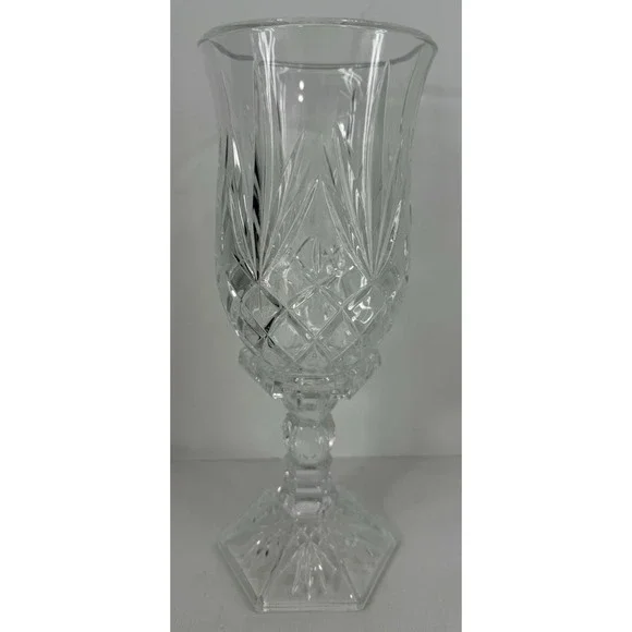 Vintage Heavy Pressed Glass Hurricane Candle‎ Holder 2 Pc Starburst 11.5
