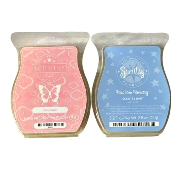 Scentsy Wax Melt Bars Lot of 2 - Pink Haze & Newborn Nursery- DISCONTINUED - NEW