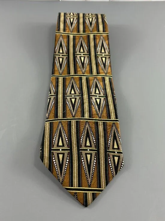Henry Grethel Brown /Black Geometric Men's Tie 4