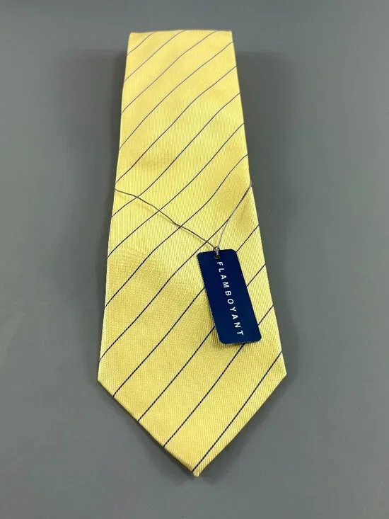 Flameboyant Japanese Yellow / Blue Pin Striped Men's Tie NWT