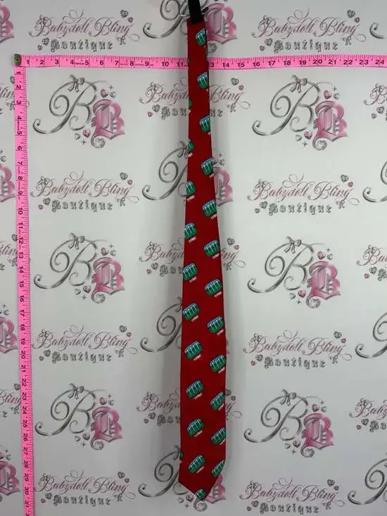 GRIMM tie golf tease Red Tie with Teal Cupcake Motif T time