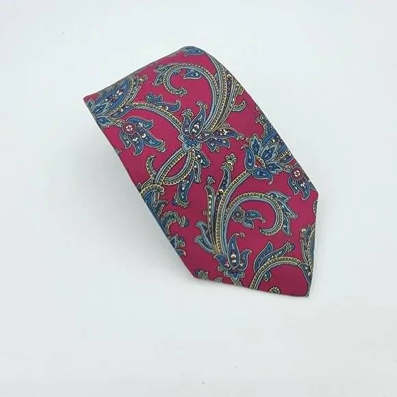 Christian Dior Necktie Burgandy Floral Abstract Pattern Men's Tie Size 57 x 3.5