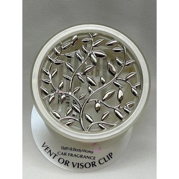 Bath And Body Works Silver‎ Vines Leaf Pattern Car Vent Fragrance Holder Clip