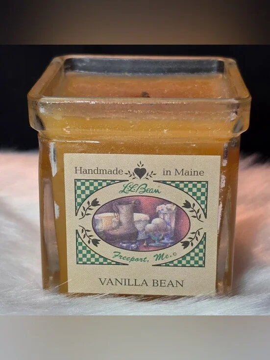 EUC Vintage L.L. Bean Vanilla Bean Scented Glass Candle - Handmade in Maine