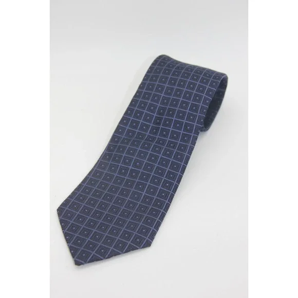 Brooks Brothers Makers Silk Tie Mens Blue Geometric Square USA Old Money Classic