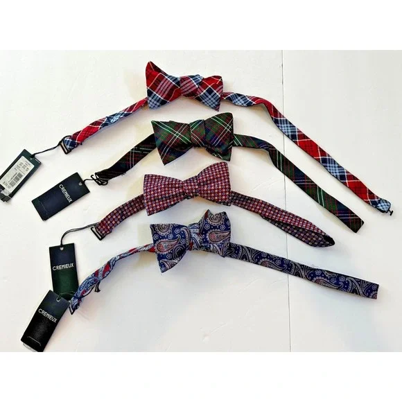 Cremeiux Bow Tie 100% Silk Plaid Paisley Geometric Green Blue Red NEW lot 4
